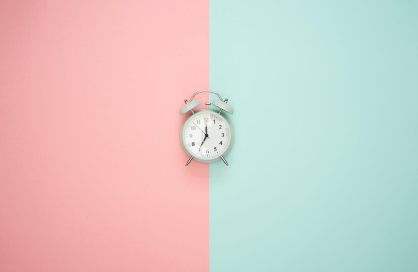 gray double bell clock